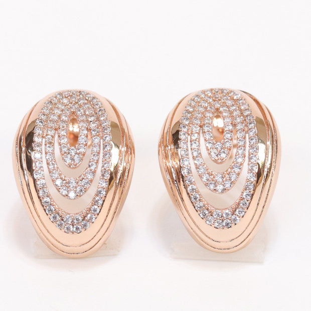 Rose gold oval cz earrings