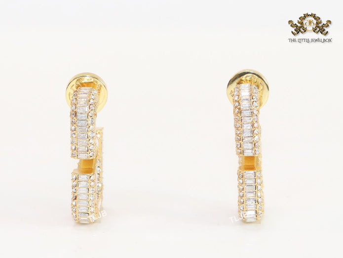 Alphabet open V small rectangle hoops with cz baguette