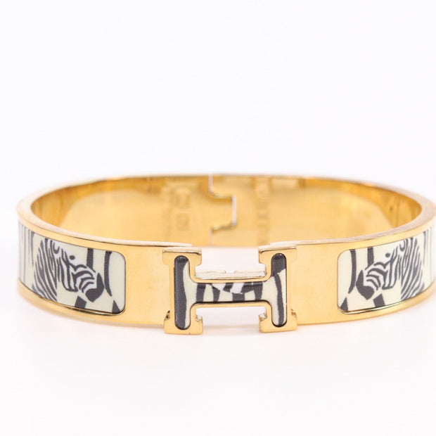 Alphabet H zebra print bracelet