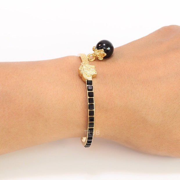 Half and Half Medusa gold Bracelet with hanging ball