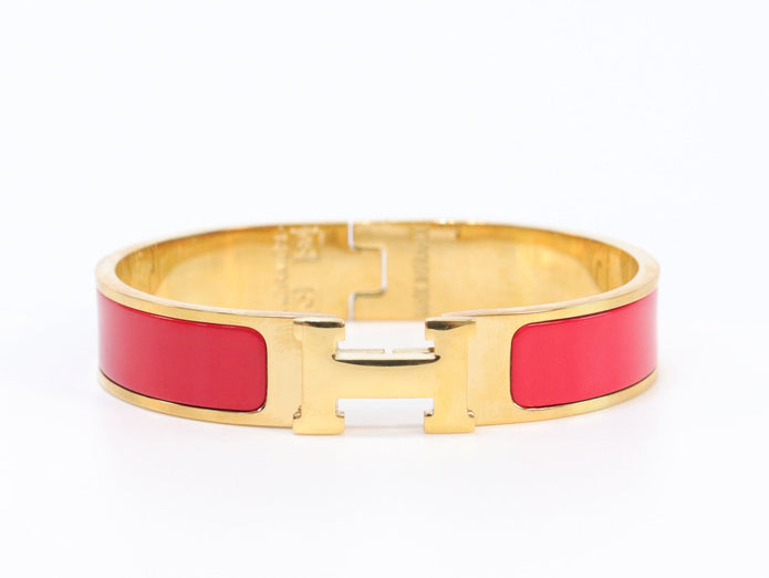 Alphabet H red 12 mm bracelet in gold