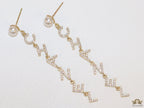 CZ alphabet dangles with pearl tops