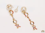 Multi cz alphabet dangles with pearl tops