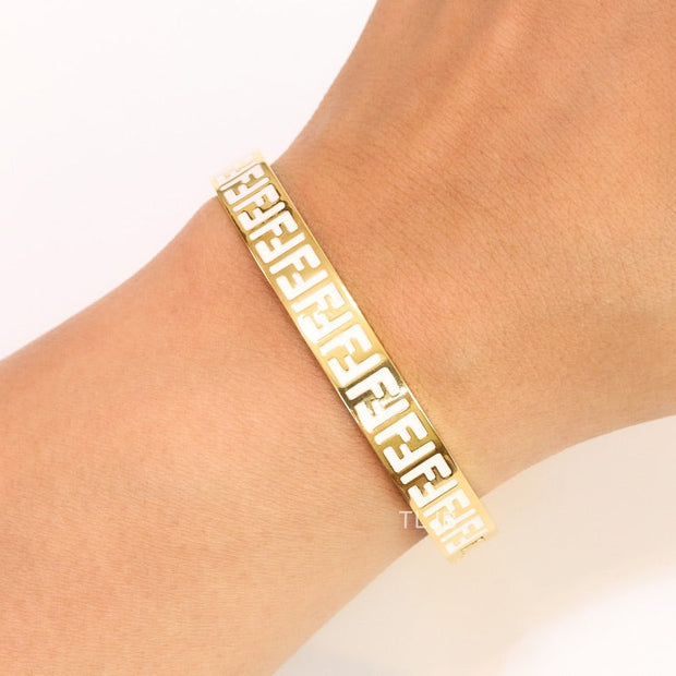 White Double F Gold Bracelet