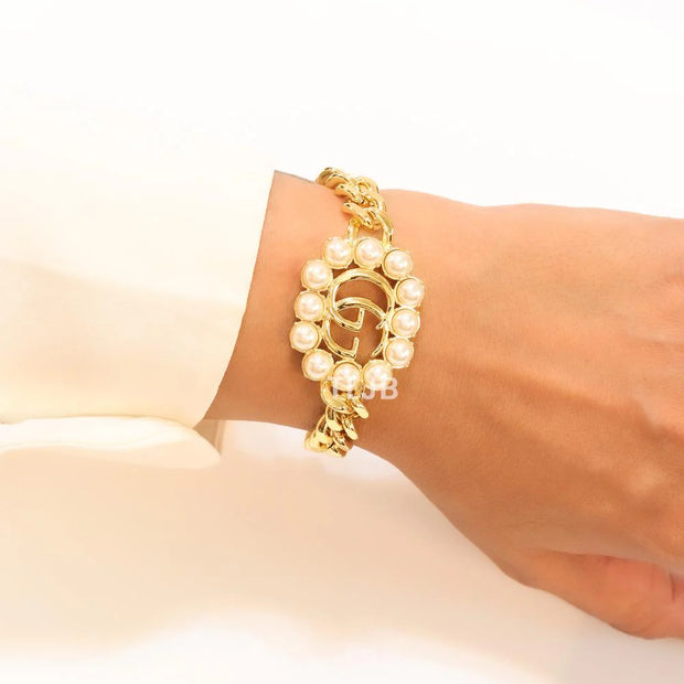 Double G link gold bracelet