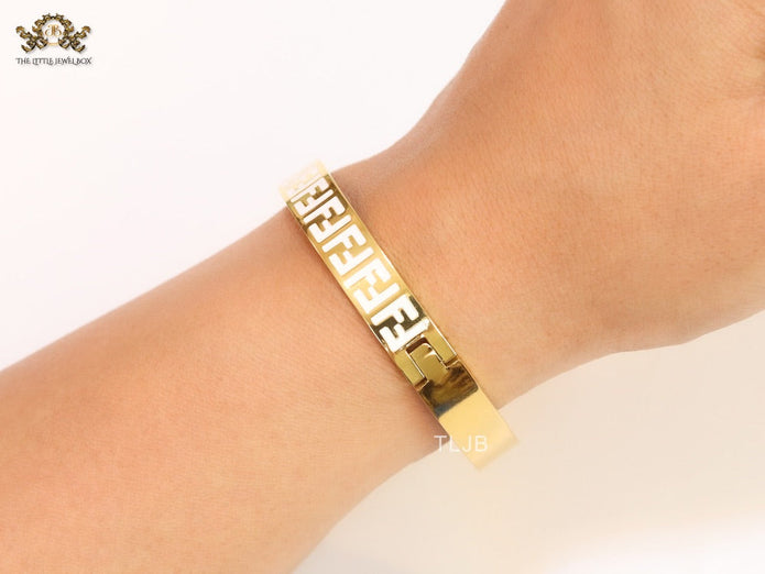 White Double F Gold Bracelet