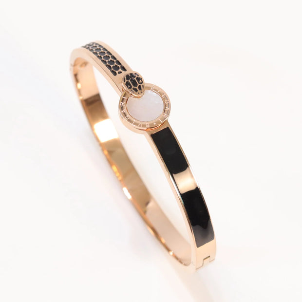 Half textured rose gold & black band