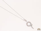 Sleek Platinum plated chain with Platinum plated cubic zirconia ancient serpentine symbol pendant