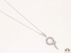 Sleek Platinum plated chain with Platinum plated cubic zirconia ancient serpentine symbol pendant