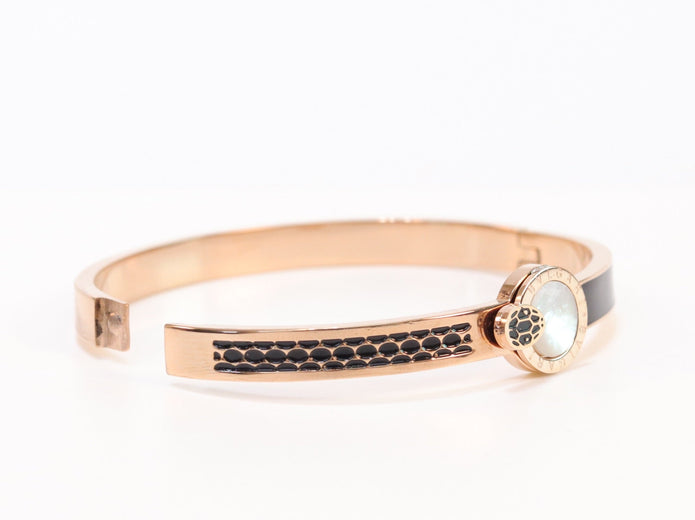 Half textured rose gold & black band