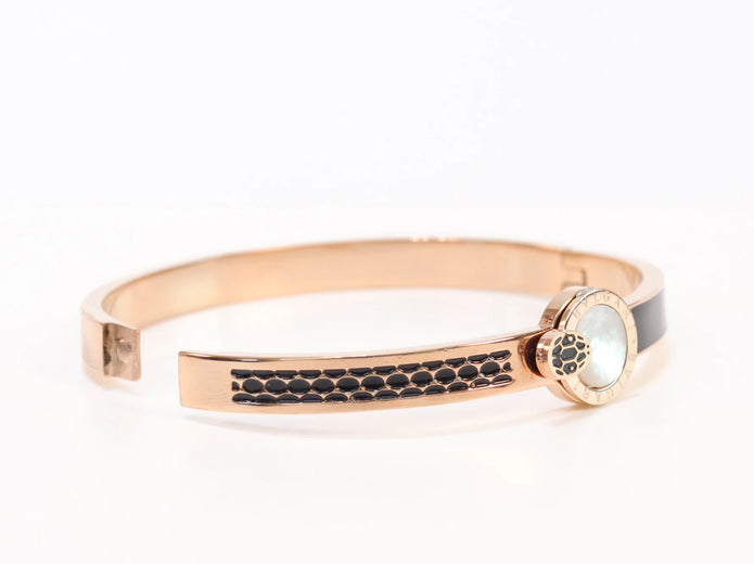 Half textured rose gold & black band