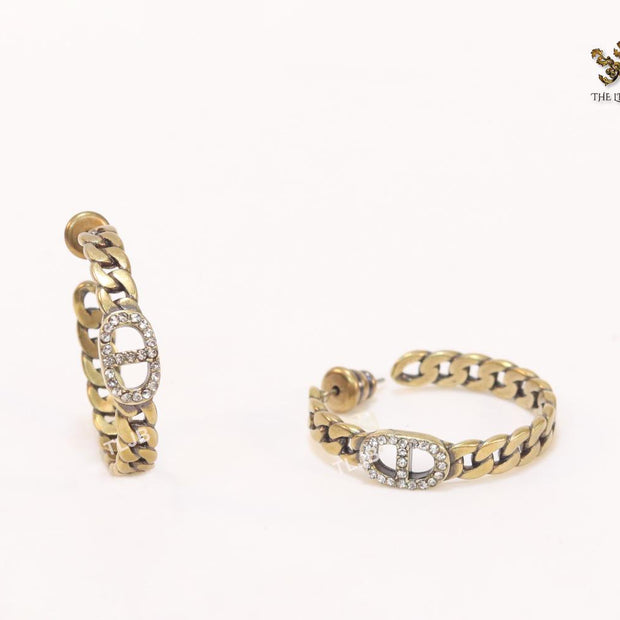 Alphabet CD rustic hoops with cz-28mm