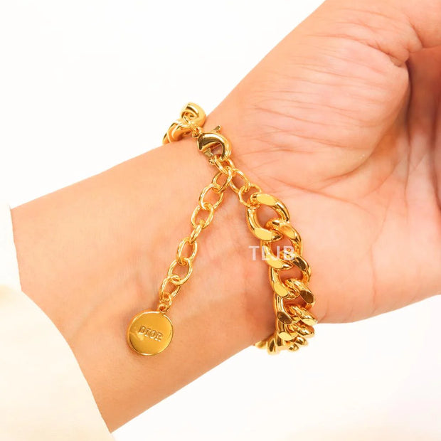 Alphabet CD gold link chain bracelet