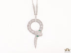 Sleek Platinum plated chain with Platinum plated cubic zirconia ancient serpentine symbol pendant