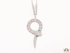 Sleek Platinum plated chain with Platinum plated cubic zirconia ancient serpentine symbol pendant