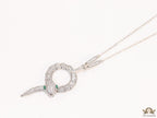 Sleek Platinum plated chain with Platinum plated cubic zirconia ancient serpentine symbol pendant