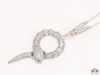 Sleek Platinum plated chain with Platinum plated cubic zirconia ancient serpentine symbol pendant