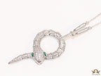Sleek Platinum plated chain with Platinum plated cubic zirconia ancient serpentine symbol pendant
