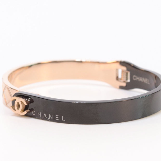 Half n Half rose gold black cross band style bracelet