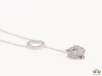 Platinum plated sleek chain with circular cubic zirconia disk and Platinum plated panther face motif pendant