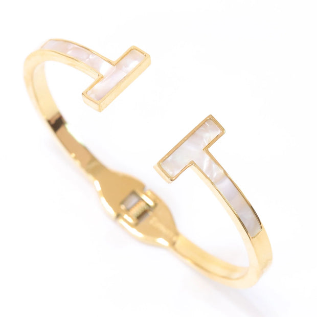 Classic gold and white band bracelet