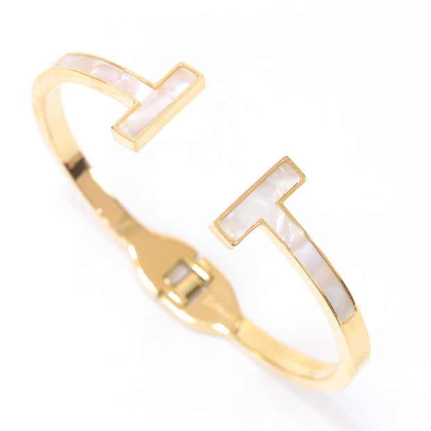 Classic gold and white band bracelet