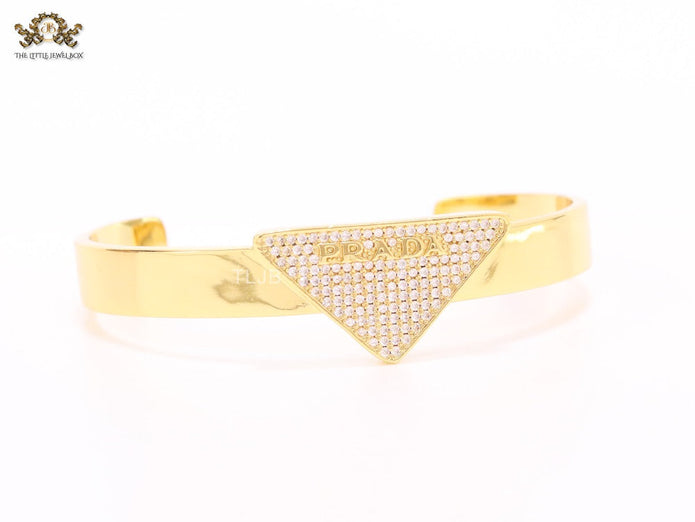 Alphabet P Gold open bracelet