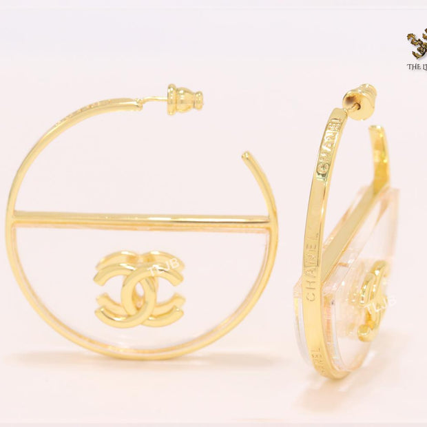 Double CC gold and transparent hoops- 45mm