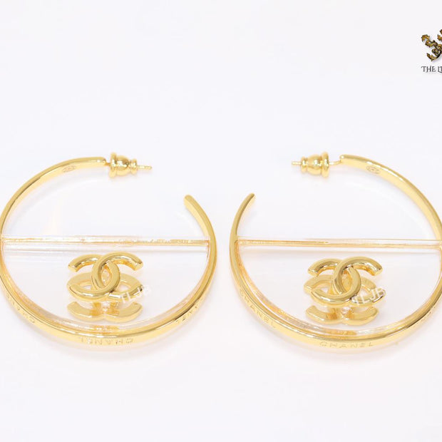 Double CC gold and transparent hoops- 45mm