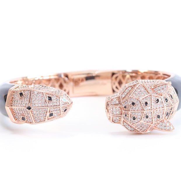 Panther face rose gold and black bracelet