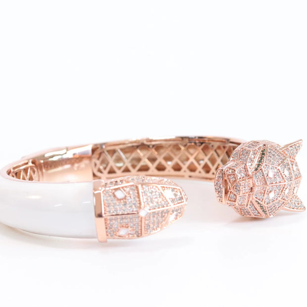 Panther face rose gold and white bracelet