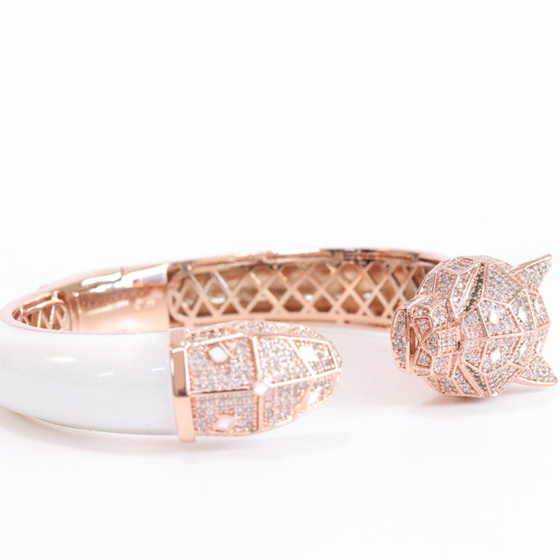 Panther face rose gold and white bracelet