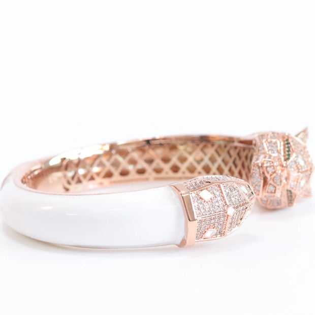 Panther face rose gold and white bracelet