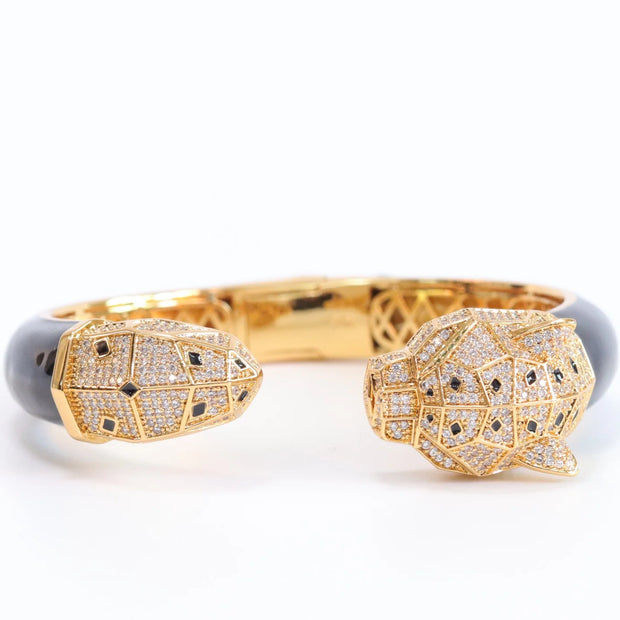 Panther face gold and black bracelet