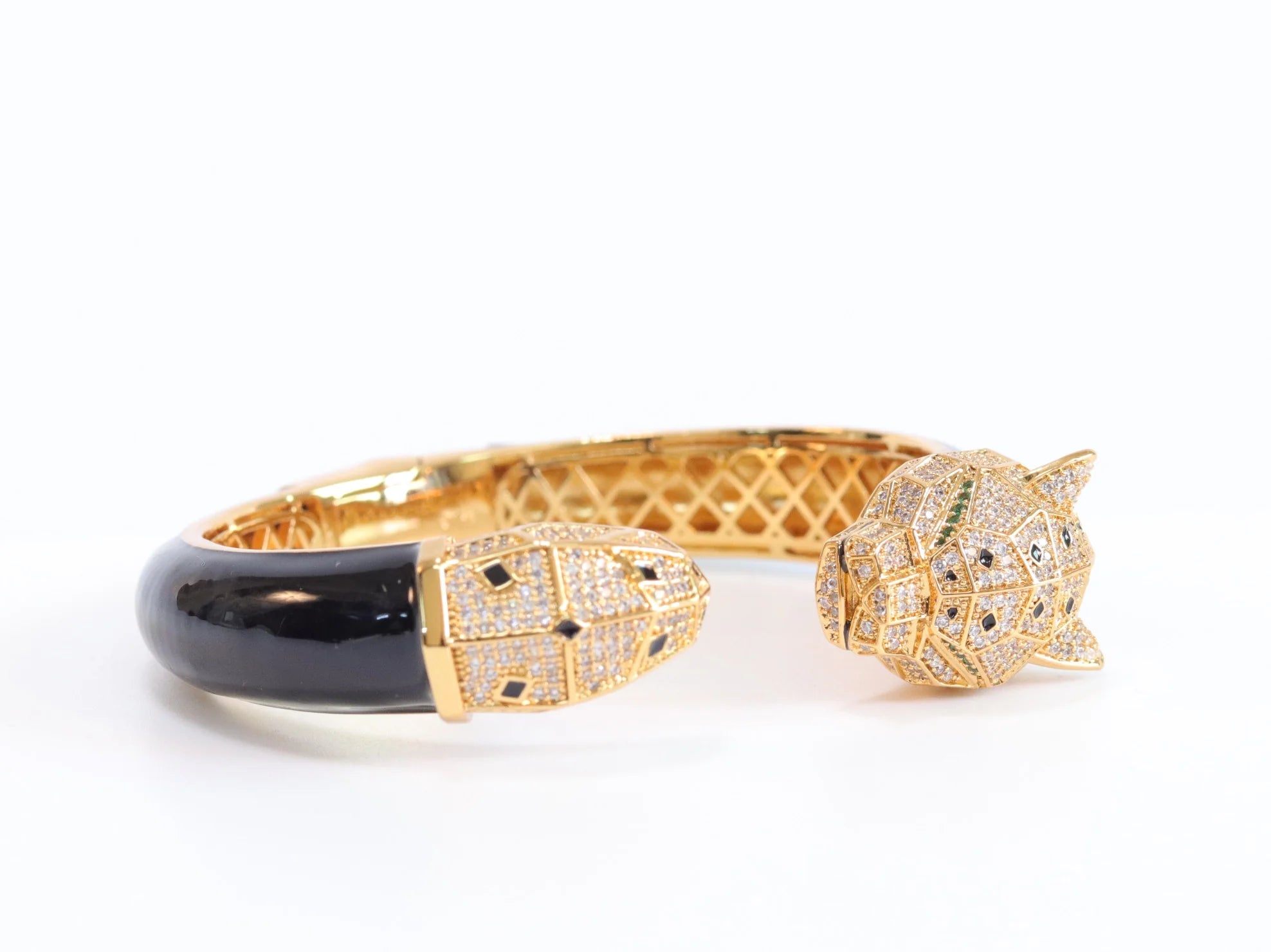 Panther face gold and black bracelet