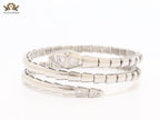 Platinum triple layered snake bracelet with cz