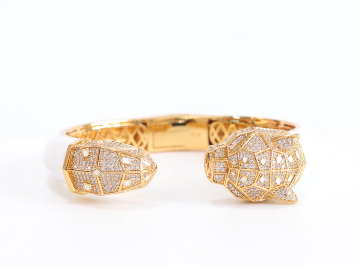 Panther face  gold and white bracelet