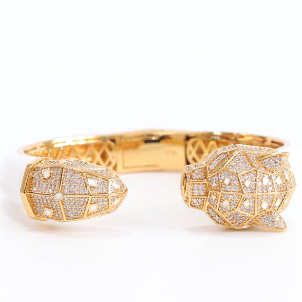 Panther face  gold and white bracelet