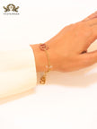 Open V red stones bracelet