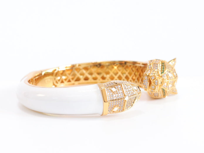 Panther face  gold and white bracelet