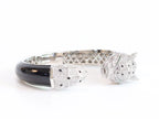 Panther face platinum and black bracelet