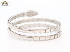 Platinum triple layered snake bracelet with cz