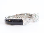 Panther face platinum and black bracelet