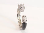 Panther face platinum and black bracelet