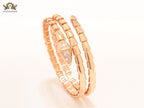 Rose Gold triple layered snake bracelet with cz