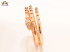 Rose Gold triple layered serpentine bracelet with cz