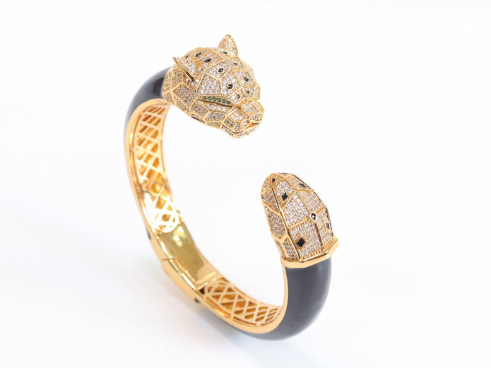 Panther face gold and black bracelet