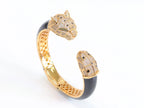 Panther face gold and black bracelet