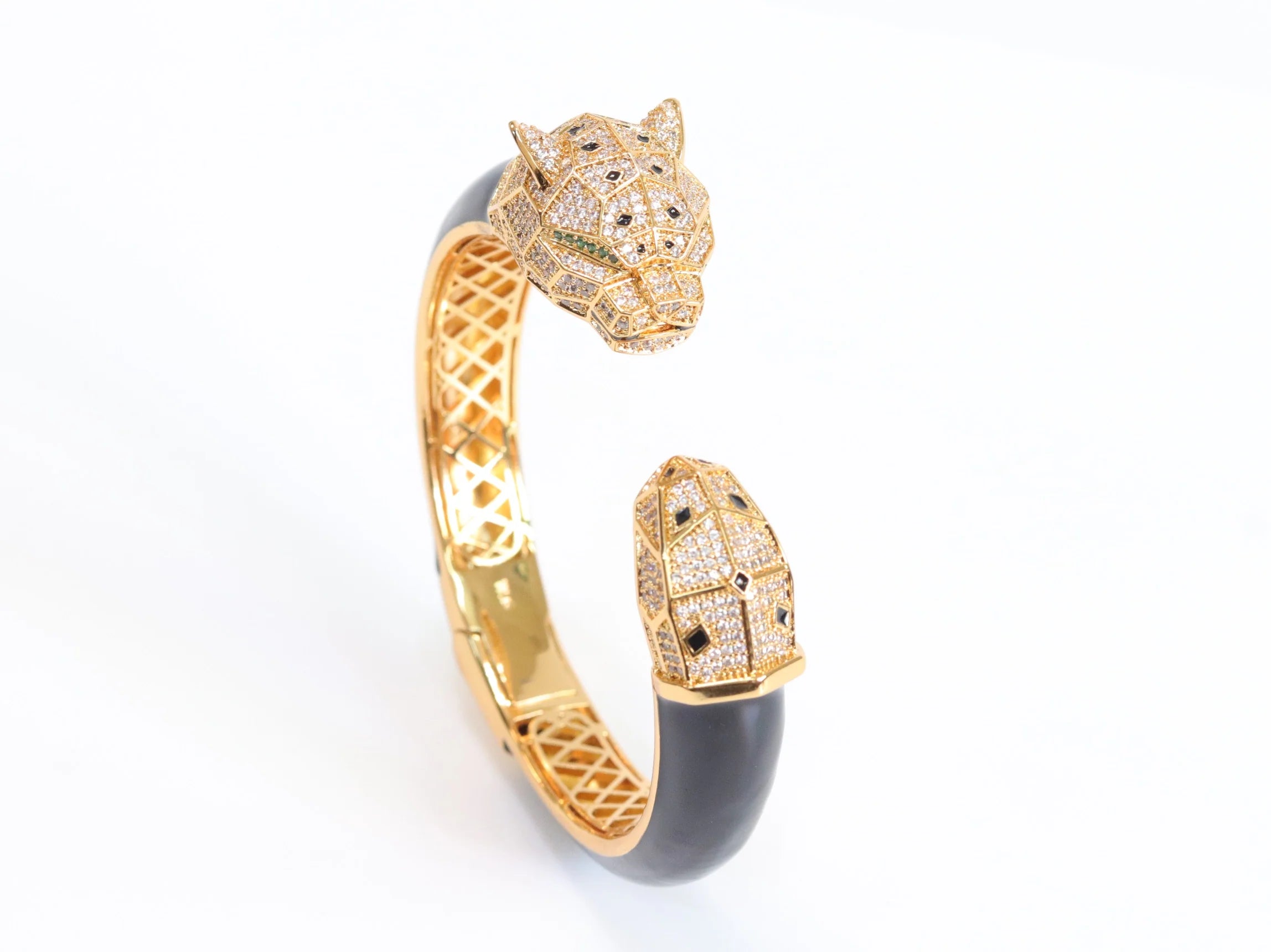 Panther face gold and black bracelet
