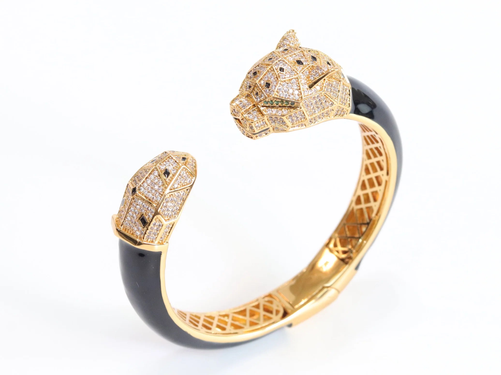 Panther face gold and black bracelet